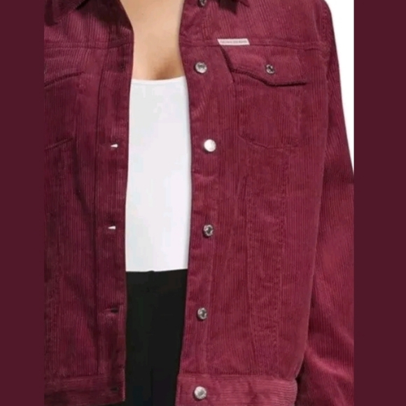Calvin Klein Corduroy Trucker Jacket Burgundy Coat- Small - Picture 3 of 6